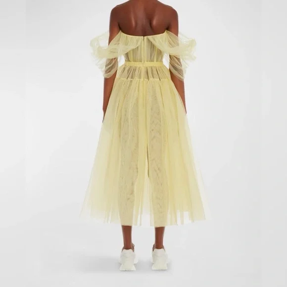 NWT Alexander McQueen Off the Shoulder Tulle Midi Dress Paris Runway IT 38 US 2 - Picture 4 of 8